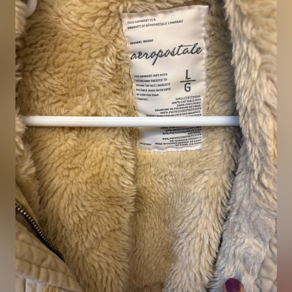 Aeropostale Woman’s Tan Zipper and Button Up Jacket  Size Large - Picture 7 of 10